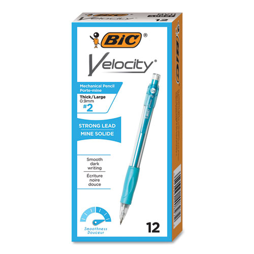Bic® Velocity Original Mechanical Pencil, 0.9 Mm, Hb (#2.5), Black Lead, Turquoise Barrel, Dozen