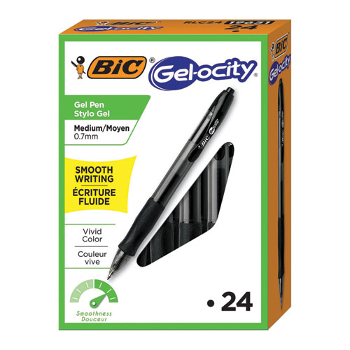 Gel-ocity Retractable Gel Pen, Medium 0.7mm, Black Ink/Barrel, 24/Pack