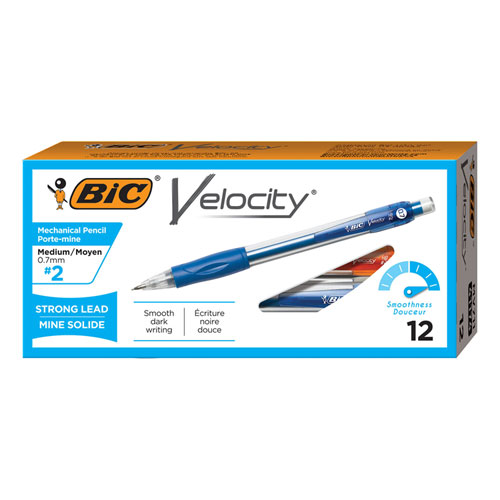 Bic® Velocity Original Mechanical Pencil, 0.7 Mm, Hb (#2.5), Black Lead, Blue Barrel, Dozen