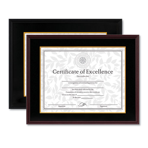 Hardwood Document/certificate Frame W/mat, 11 X 14, 8 1/2 X 11, Black