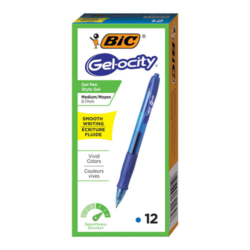Gel-ocity Retractable Gel Pen, 0.7mm, Blue Ink, Translucent Blue Barrel, Dozen