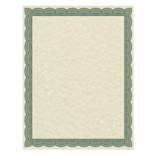 Image of Southworth® Parchment Certificates, Traditional, 8.5 X 11, Ivory With Green Border, 50/Pack