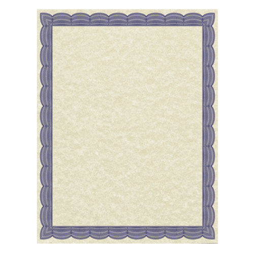 Parchment Certificates, Traditional, 8 1/2 x 11, Ivory w/ Blue Border, 50/Pack