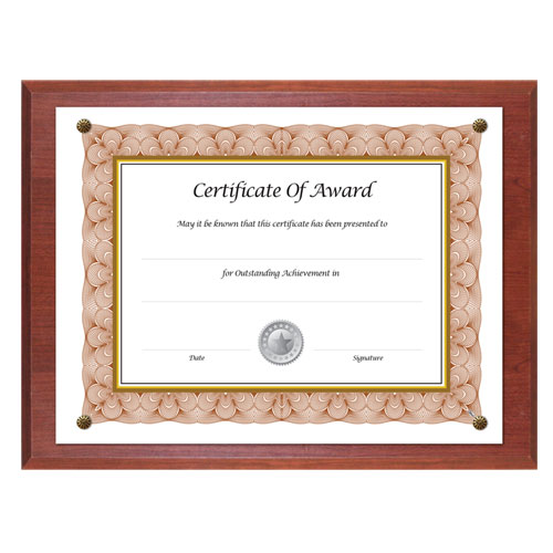 Image of Award-A-Plaque Document Holder, Acrylic/Plastic, 10.5 x 13, Mahogany