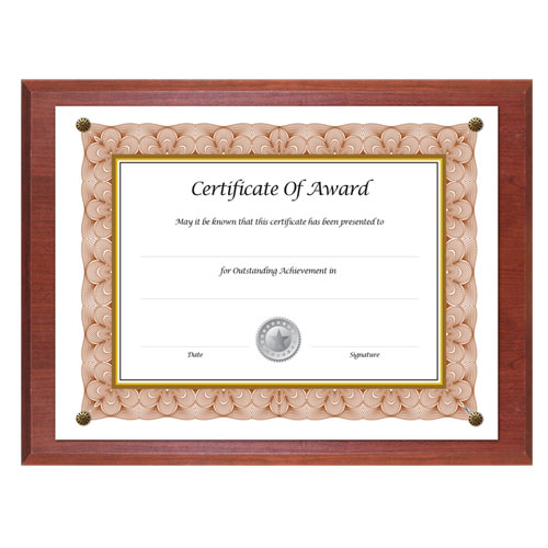 Award-A-Plaque Document Holder, Acrylic/Plastic, 10.5 x 13, Mahogany