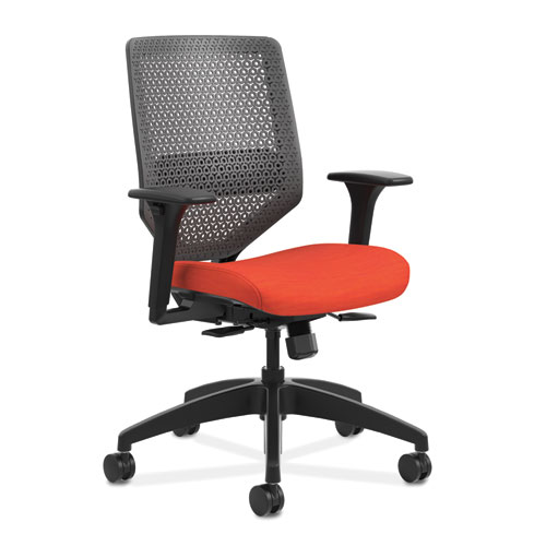 SOLVE SERIES REACTIV BACK TASK CHAIR, SUPPORTS UP TO 300 LBS., BITTERSWEET SEAT/CHARCOAL BACK, BLACK BASE