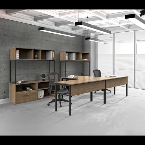 Image of Linea Italia® Urban Series Desk Workstation, 59" X 23.75" X 29.5", Natural Walnut