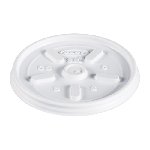 Image of Plastic Lids, Fits 8 oz to 10 oz Hot/Cold Foam Cups, Vented, White, 100/Pack, 10 Packs/Carton