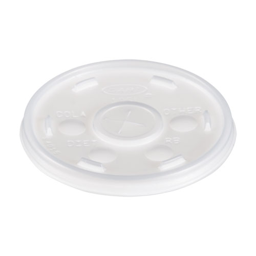 Image of Plastic Cold Cup Lids, Fits 10 oz Cups, Translucent, 100 Pack, 10 Packs/Carton
