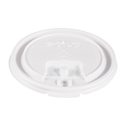 Lift Back and Lock Tab Lids for Paper Cups, Fits 10 oz Cups, White, 100/Sleeve, 10 Sleeves/Carton