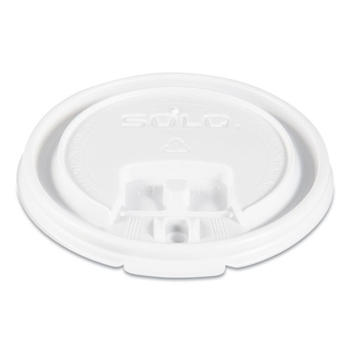 SOLO® Lift Back and Lock Tab Lids for Paper Cups, Fits 10 oz Cups, White, 100/Sleeve, 10 Sleeves/Carton