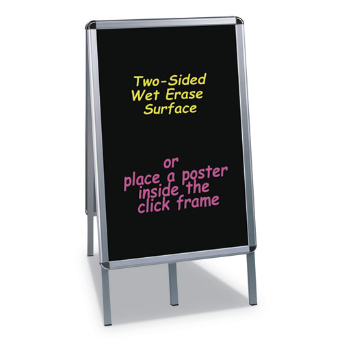 Image of Mastervision® Wet Erase Board, Double Sided, 23 X 33, 42" Tall, Black Surface, Silver Aluminum Frame