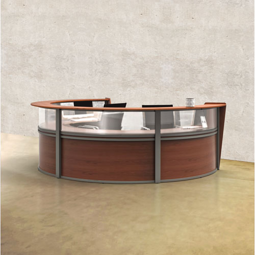 Reception Desk with Polycarbonate, 72 x 32 x 46, Cherry, Ships in 1-3 Business Days