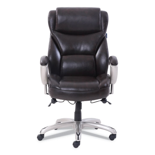 Emerson Big and Tall Task Chair, Supports Up to 400 lb, 19.5" to 22.5" Seat Height, Brown Seat/Back, Silver Base