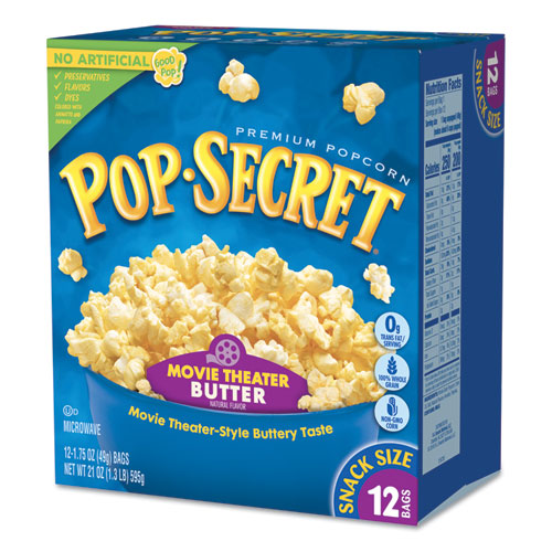 Microwave Popcorn, Movie Theatre Butter, 1.75 Oz Bags, 12/box