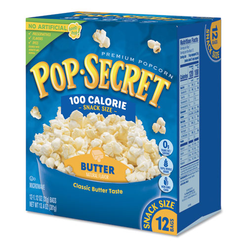 Microwave Popcorn, Butter, 1.2 Oz Bags, 12/box
