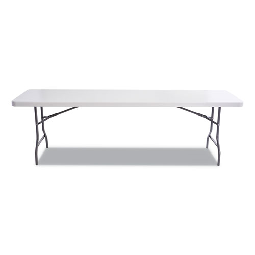 Resin Rectangular Folding Table, Square Edge, 96w x 30d x 29h, Platinum