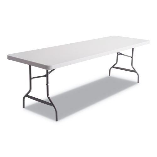 Image of Resin Rectangular Folding Table, Square Edge, 96w x 30d x 29h, Platinum