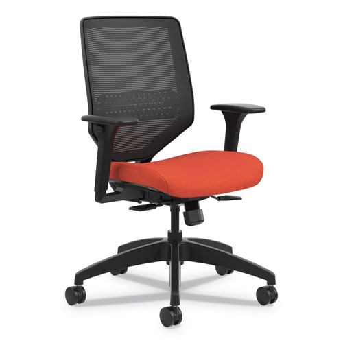SOLVE SERIES MESH BACK TASK CHAIR, SUPPORTS UP TO 300 LBS., BITTERSWEET SEAT, BLACK BACK, BLACK BASE