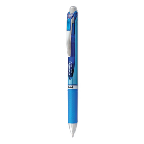 EnerGel RTX Gel Pen, Retractable, Medium 0.7 mm, Blue Ink, Blue/Gray Barrel