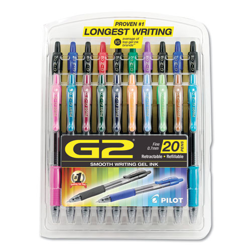 Fine/Medium Point 0.7 mm Pilot® G2 Premium Retractable Gel Ink Pens Gray/Silver Barrel Pack Of 36 Pens Blue Ink 