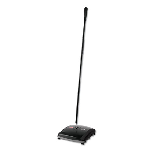 Rubbermaid® Commercial Dual Action Sweeper, 44" Steel/Plastic Handle, Black/Yellow