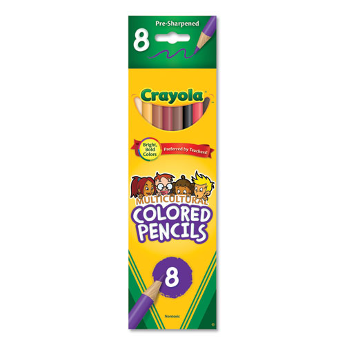 MULTICULTURAL EIGHT-COLOR PENCIL PACK, 3.3 MM, 2B (#1), ASSORTED LEAD/BARREL COLORS, 8/PACK