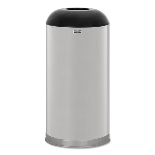 Rubbermaid® Commercial European and Metallic Series Receptacle with Drop-In Dome Top, 15 gal, Steel, Satin Stainless