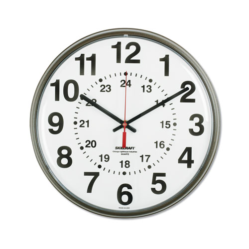 6645014919814 SKILCRAFT Atomic Slimline Wall Clock, 12.75 Overall Diameter, Black Case, 1 AA (sold separately)