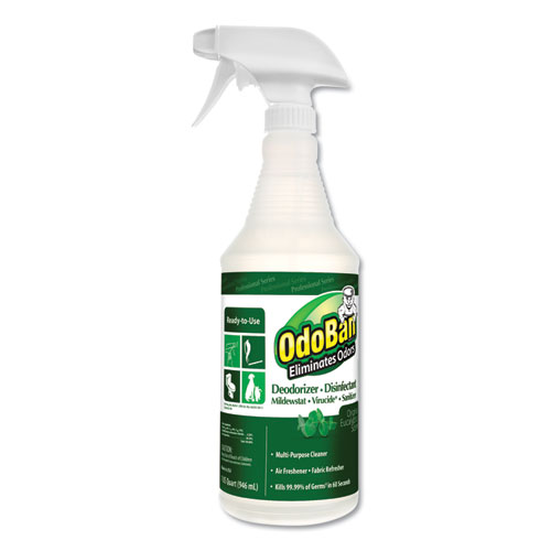 OdoBan® RTU Odor Eliminator and Disinfectant,  Eucalyptus Scent, 32 oz Spray Bottle
