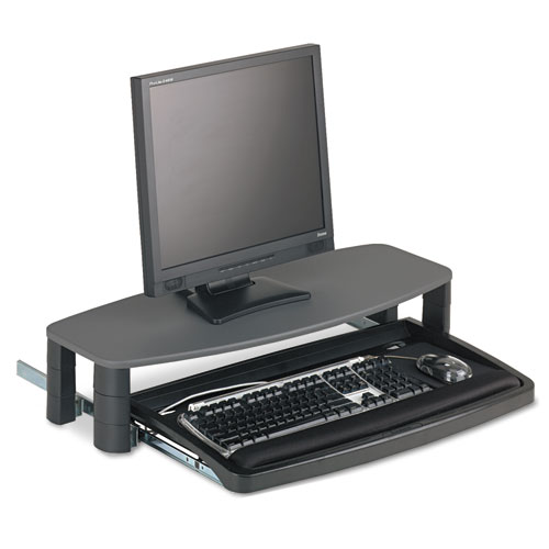 Over/Under Keyboard Drawer with SmartFit System, 14.5w x 23d, Black | by Plexsupply