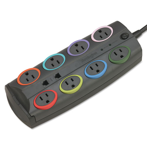 SmartSockets Surge Protector, 8 AC Outlets, 8 ft Cord, 3,090 J, Dark Gray