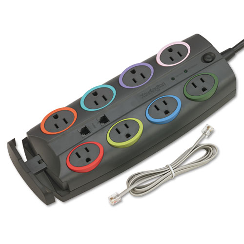 SmartSockets Surge Protector, 8 AC Outlets, 8 ft Cord, 3,090 J, Dark Gray
