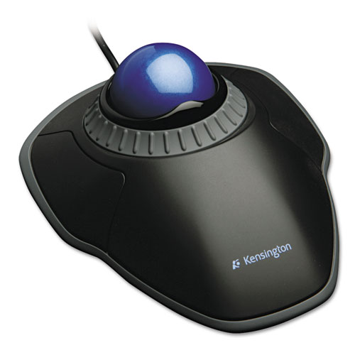 Kensington® Orbit Trackball with Scroll Ring, USB 2.0, Left/Right Hand Use,  Black/Blue