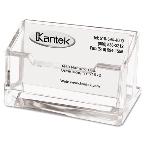 Kantek Acrylic Business Card Holder, Holds 80 Cards, 4 x 1.88 x 2, Clear