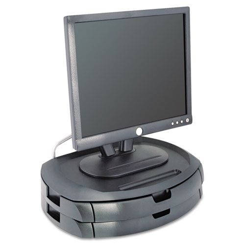 LCD Monitor Stand with 2 Drawers, 18 x 12 1/2 x 5, Black