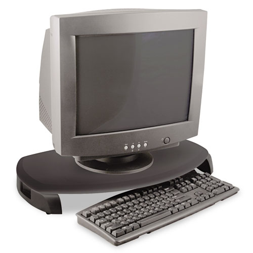 CRT/LCD Stand with Keyboard Storage, 23 x 13 1/4 x 3, Black | by Plexsupply
