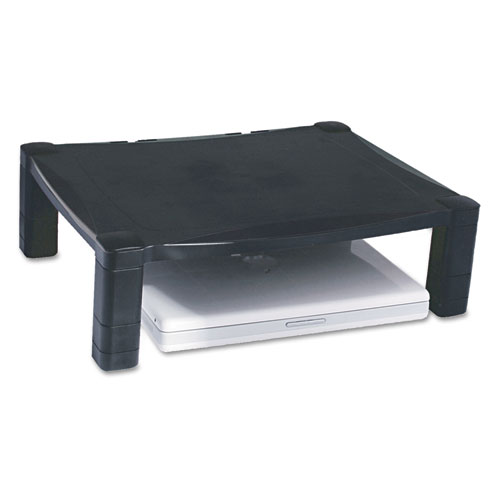 Single-Level Monitor Stand, 17" x 13.25" x 3" to 6.5", Black, Supports 50 lbs