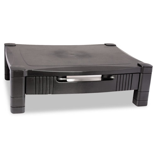 Monitor Stand with Drawer, 17" x 13.25" x 3" to 6.5", Black, Supports 50 lbs