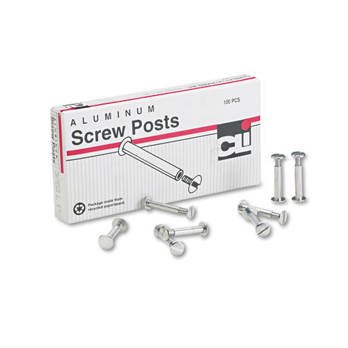 Post Binder Aluminum Screw Posts, 3/16" Diameter, 1" Long, 100/Box