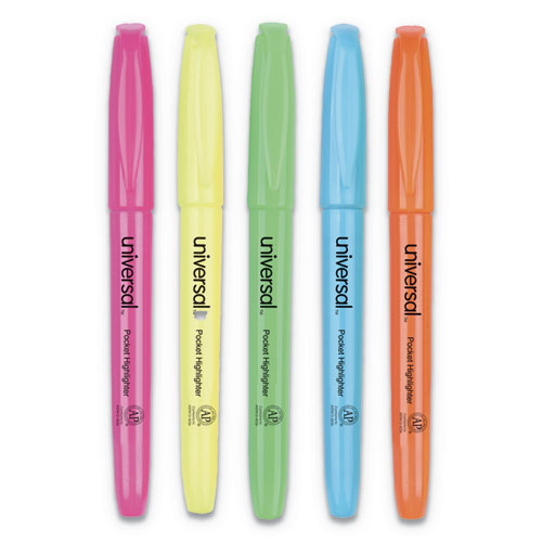 Pocket Highlighters, Chisel Tip, Assorted Colors, Dozen