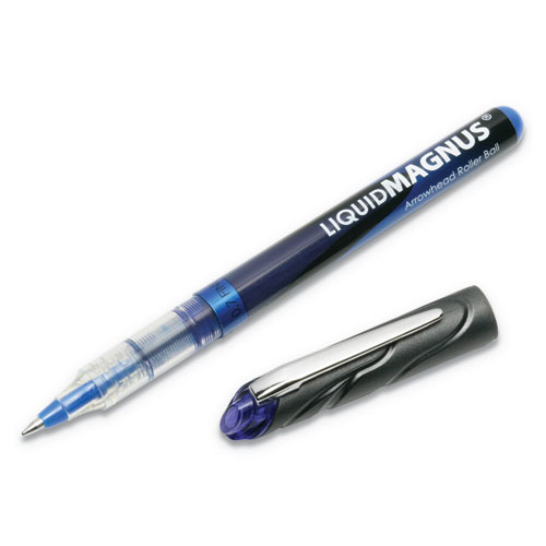 7520014612665 SKILCRAFT Liquid Magnus Roller Ball Pen, Stick, Fine 0.7 mm, Blue Ink, Clear/Blue Barrel, Dozen