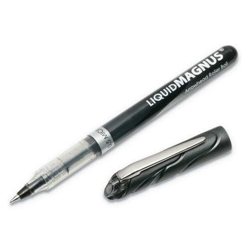 7520014612660 SKILCRAFT Liquid Magnus Roller Ball Pen, Stick, Micro 0.5 mm, Black Ink, Clear/Black Barrel, Dozen