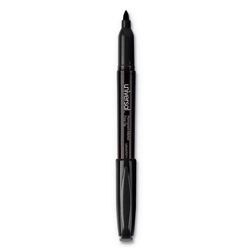 Image of Pen-Style Permanent Marker, Fine Bullet Tip, Black, Dozen