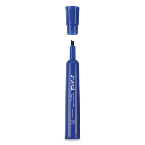 Image of Chisel Tip Permanent Marker, Broad Chisel Tip, Blue, Dozen