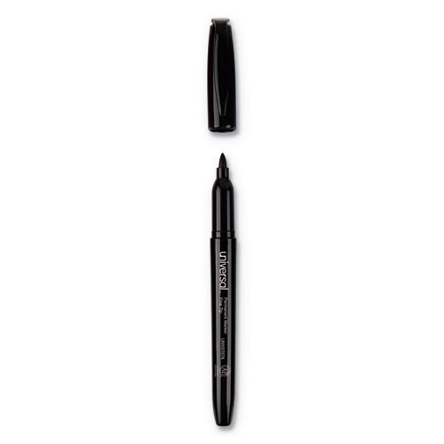 Image of Universal™ Pen-Style Permanent Marker Value Pack, Fine Bullet Tip, Black, 60/Pack