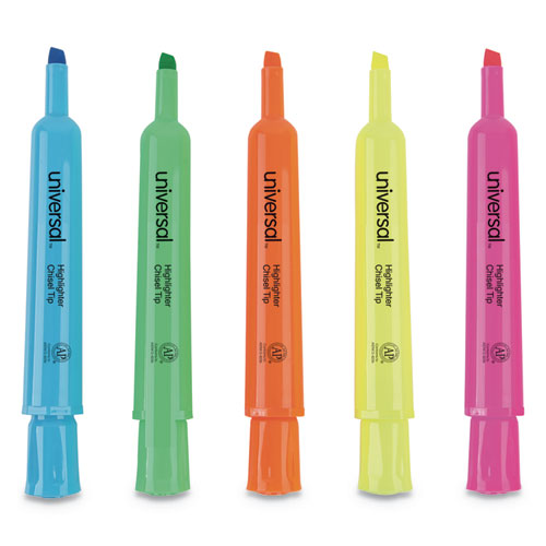 Image of Desk Highlighters, Assorted Ink Colors, Chisel Tip, Assorted Barrel Colors, Dozen