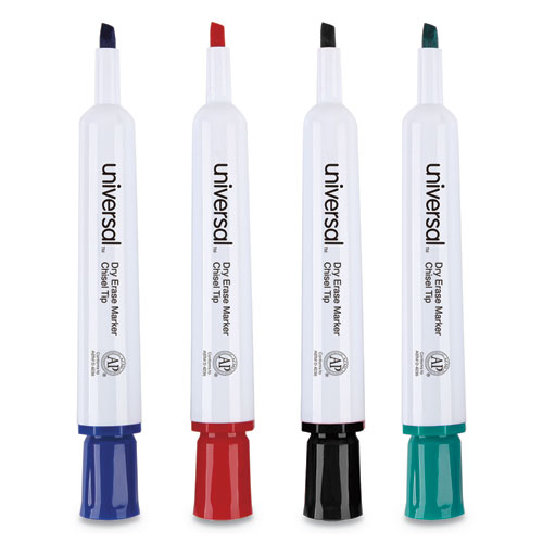 Dry Erase Marker, Broad Chisel Tip, Assorted Colors, 4/Set