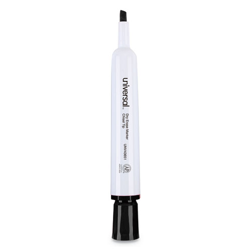 Dry Erase Marker, Broad Chisel Tip, Black, Dozen | by Plexsupply