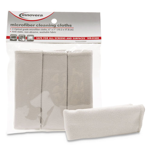 Microfiber Cleaning Cloths, 6 x 7, Unscented, Gray, 3/Pack